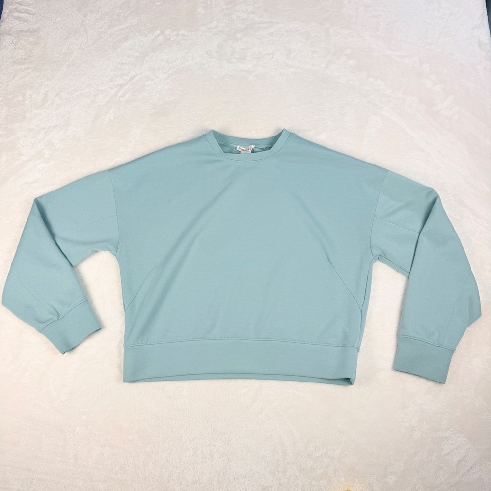 Luna Peak Crewneck Sweatshirt Womens XL Light Blue Cropped Drop Shoulder Pockets